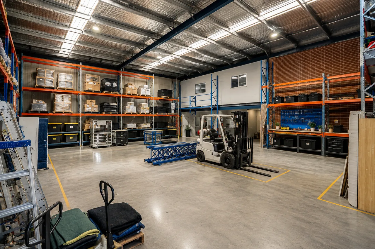 Pallet racking and forklift in Caoba's Sydney warehouse
